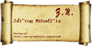 Zárug Mihaéla névjegykártya